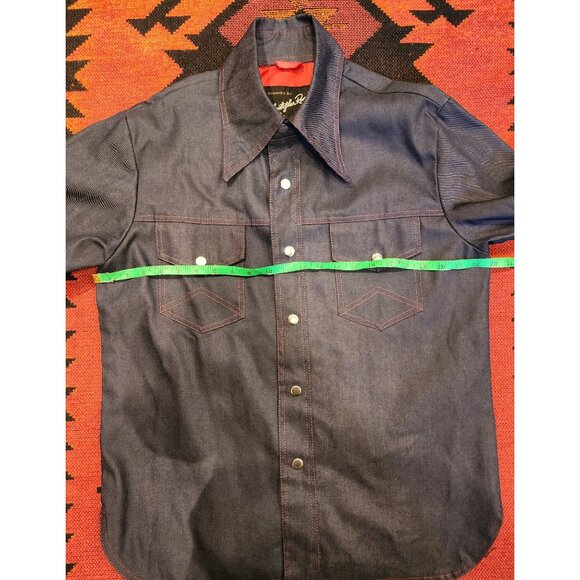 Christopher Road Denim Western Shirt Jacket With Red Stitching & Snap Buttons - Picture 5 of 9